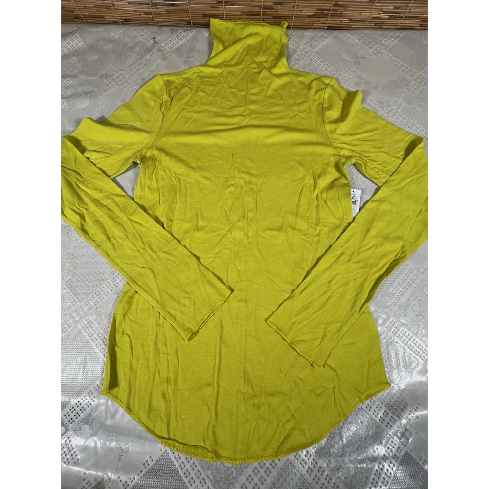 Womens GAP Yellow Turtleneck Long Sleeve Knit Pullover Solid Top Size S tall